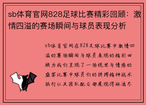 sb体育官网828足球比赛精彩回顾：激情四溢的赛场瞬间与球员表现分析