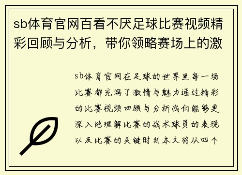 sb体育官网百看不厌足球比赛视频精彩回顾与分析，带你领略赛场上的激情与魅力