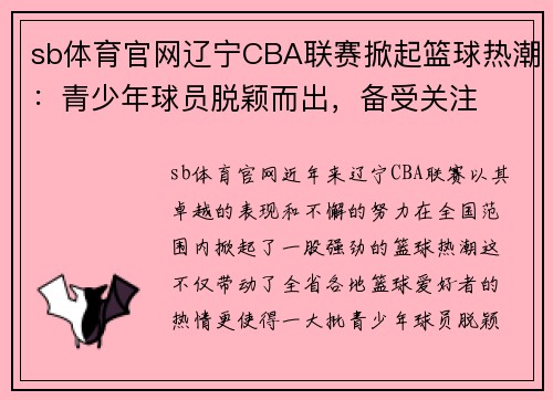 sb体育官网辽宁CBA联赛掀起篮球热潮：青少年球员脱颖而出，备受关注
